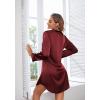 image:imageEkouaer Satin Nightgowns for Women Button Down Sleep Shirt Silk Night Shirt Long Sleeve Boyfriend Sleepwear S3XLWine Red