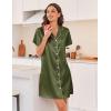 image:imageEkouaer Silk Nightgowns for Women Button Down Nightshirts Short Sleeve Sleepshirts Sexy Nightdress Satin SleepwearArmy Green