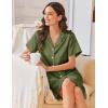 image:imageEkouaer Silk Nightgowns for Women Button Down Nightshirts Short Sleeve Sleepshirts Sexy Nightdress Satin SleepwearArmy Green