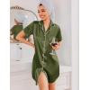 image:imageEkouaer Silk Nightgowns for Women Button Down Nightshirts Short Sleeve Sleepshirts Sexy Nightdress Satin SleepwearArmy Green