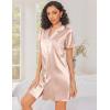 image:imageEkouaer Silk Nightgowns for Women Button Down Nightshirts Short Sleeve Sleepshirts Sexy Nightdress Satin SleepwearChampagne
