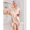 image:imageEkouaer Silk Nightgowns for Women Button Down Nightshirts Short Sleeve Sleepshirts Sexy Nightdress Satin SleepwearChampagne