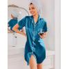 image:imageEkouaer Silk Nightgowns for Women Button Down Nightshirts Short Sleeve Sleepshirts Sexy Nightdress Satin SleepwearDeep Blue