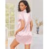 image:imageEkouaer Silk Nightgowns for Women Button Down Nightshirts Short Sleeve Sleepshirts Sexy Nightdress Satin SleepwearPink Leopard
