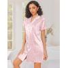 image:imageEkouaer Silk Nightgowns for Women Button Down Nightshirts Short Sleeve Sleepshirts Sexy Nightdress Satin SleepwearPink Leopard