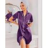 image:imageEkouaer Silk Nightgowns for Women Button Down Nightshirts Short Sleeve Sleepshirts Sexy Nightdress Satin SleepwearPurple
