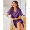 image:imageEkouaer Silk Nightgowns for Women Button Down Nightshirts Short Sleeve Sleepshirts Sexy Nightdress Satin SleepwearPurple