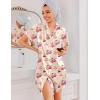 image:imageEkouaer Silk Nightgowns for Women Button Down Nightshirts Short Sleeve Sleepshirts Sexy Nightdress Satin SleepwearTeddy Bear Cherry