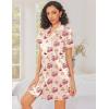 image:imageEkouaer Silk Nightgowns for Women Button Down Nightshirts Short Sleeve Sleepshirts Sexy Nightdress Satin SleepwearTeddy Bear Cherry