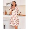 image:imageEkouaer Silk Nightgowns for Women Button Down Nightshirts Short Sleeve Sleepshirts Sexy Nightdress Satin SleepwearTeddy Bear Cherry