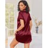 image:imageEkouaer Silk Nightgowns for Women Button Down Nightshirts Short Sleeve Sleepshirts Sexy Nightdress Satin SleepwearWine Red