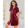 image:imageEkouaer Silk Nightgowns for Women Button Down Nightshirts Short Sleeve Sleepshirts Sexy Nightdress Satin SleepwearWine Red