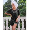 image:imageEkouaer Silk Sleep Shirts for Women Satin Nightshirt Tshirt Nightgown Sleepwear Shirt Dress With Chest Pocket S2XLBlack