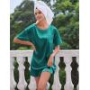 image:imageEkouaer Silk Sleep Shirts for Women Satin Nightshirt Tshirt Nightgown Sleepwear Shirt Dress With Chest Pocket S2XLBlue Green