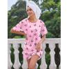 image:imageEkouaer Silk Sleep Shirts for Women Satin Nightshirt Tshirt Nightgown Sleepwear Shirt Dress With Chest Pocket S2XLButterfly Deep Pink