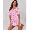 image:imageEkouaer Silk Sleep Shirts for Women Satin Nightshirt Tshirt Nightgown Sleepwear Shirt Dress With Chest Pocket S2XLButterfly Deep Pink