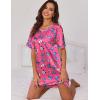 image:imageEkouaer Silk Sleep Shirts for Women Satin Nightshirt Tshirt Nightgown Sleepwear Shirt Dress With Chest Pocket S2XLButterfly Rose