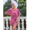 image:imageEkouaer Silk Sleep Shirts for Women Satin Nightshirt Tshirt Nightgown Sleepwear Shirt Dress With Chest Pocket S2XLButterfly Rose