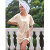 image:imageEkouaer Silk Sleep Shirts for Women Satin Nightshirt Tshirt Nightgown Sleepwear Shirt Dress With Chest Pocket S2XLChampagne