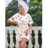 image:imageEkouaer Silk Sleep Shirts for Women Satin Nightshirt Tshirt Nightgown Sleepwear Shirt Dress With Chest Pocket S2XLFlower White