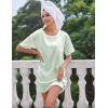 image:imageEkouaer Silk Sleep Shirts for Women Satin Nightshirt Tshirt Nightgown Sleepwear Shirt Dress With Chest Pocket S2XLLight Green