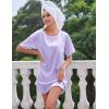 image:imageEkouaer Silk Sleep Shirts for Women Satin Nightshirt Tshirt Nightgown Sleepwear Shirt Dress With Chest Pocket S2XLLilac