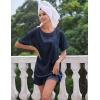 image:imageEkouaer Silk Sleep Shirts for Women Satin Nightshirt Tshirt Nightgown Sleepwear Shirt Dress With Chest Pocket S2XLNavy Blue