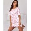 image:imageEkouaer Silk Sleep Shirts for Women Satin Nightshirt Tshirt Nightgown Sleepwear Shirt Dress With Chest Pocket S2XLPink Bow