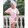 image:imageEkouaer Silk Sleep Shirts for Women Satin Nightshirt Tshirt Nightgown Sleepwear Shirt Dress With Chest Pocket S2XLPink Bow