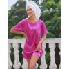 image:imageEkouaer Silk Sleep Shirts for Women Satin Nightshirt Tshirt Nightgown Sleepwear Shirt Dress With Chest Pocket S2XLRose Red