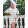 image:imageEkouaer Silk Sleep Shirts for Women Satin Nightshirt Tshirt Nightgown Sleepwear Shirt Dress With Chest Pocket S2XLWhite