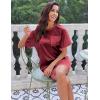 image:imageEkouaer Silk Sleep Shirts for Women Satin Nightshirt Tshirt Nightgown Sleepwear Shirt Dress With Chest Pocket S2XLWine Red