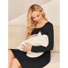 image:imageEkouaer Women Maternity Nightgown Labor Delivery Nursing Gown Hospital Breastfeeding Dress Button Down Long Sleeve SleepwearBlack