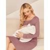 image:imageEkouaer Women Maternity Nightgown Labor Delivery Nursing Gown Hospital Breastfeeding Dress Button Down Long Sleeve SleepwearDusty Pink