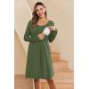 image:imageEkouaer Women Maternity Nightgown Labor Delivery Nursing Gown Hospital Breastfeeding Dress Button Down Long Sleeve SleepwearGreen
