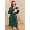 image:imageEkouaer Women Maternity Nightgown Labor Delivery Nursing Gown Hospital Breastfeeding Dress Button Down Long Sleeve SleepwearLake Green