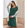 image:imageEkouaer Women Maternity Nightgown Labor Delivery Nursing Gown Hospital Breastfeeding Dress Button Down Long Sleeve SleepwearLake Green