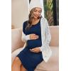 image:imageEkouaer Women Maternity Nightgown Labor Delivery Nursing Gown Hospital Breastfeeding Dress Button Down Long Sleeve SleepwearNavy