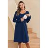 image:imageEkouaer Women Maternity Nightgown Labor Delivery Nursing Gown Hospital Breastfeeding Dress Button Down Long Sleeve SleepwearNavy