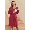 image:imageEkouaer Women Maternity Nightgown Labor Delivery Nursing Gown Hospital Breastfeeding Dress Button Down Long Sleeve SleepwearWine Red