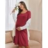 image:imageEkouaer Women Maternity Nightgown Labor Delivery Nursing Gown Hospital Breastfeeding Dress Button Down Long Sleeve SleepwearWine Red