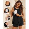 image:imageEkouaer Women Maternity Nursing Pajama Set Breastfeeding Sleepwear Double Layer Sleeveless Top amp Shorts Pregnancy PJSA01black