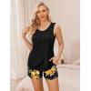 image:imageEkouaer Women Maternity Nursing Pajama Set Breastfeeding Sleepwear Double Layer Sleeveless Top amp Shorts Pregnancy PJSBlack Floral