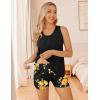image:imageEkouaer Women Maternity Nursing Pajama Set Breastfeeding Sleepwear Double Layer Sleeveless Top amp Shorts Pregnancy PJSBlack Floral