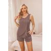 image:imageEkouaer Women Maternity Nursing Pajama Set Breastfeeding Sleepwear Double Layer Sleeveless Top amp Shorts Pregnancy PJSBrown
