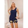 image:imageEkouaer Women Maternity Nursing Pajama Set Breastfeeding Sleepwear Double Layer Sleeveless Top amp Shorts Pregnancy PJSFloral Navy Blue