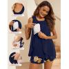 image:imageEkouaer Women Maternity Nursing Pajama Set Breastfeeding Sleepwear Double Layer Sleeveless Top amp Shorts Pregnancy PJSFloral Navy Blue