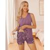 image:imageEkouaer Women Maternity Nursing Pajama Set Breastfeeding Sleepwear Double Layer Sleeveless Top amp Shorts Pregnancy PJSFloral Purplishred