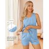 image:imageEkouaer Women Maternity Nursing Pajama Set Breastfeeding Sleepwear Double Layer Sleeveless Top amp Shorts Pregnancy PJSLight Blue