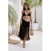 image:imageEkouaer Women Sarong Swimsuit Coverups Chiffon Long Bikini Wraps Sheer Beach Bathing Suit Cover Up4swiss Dot  Black